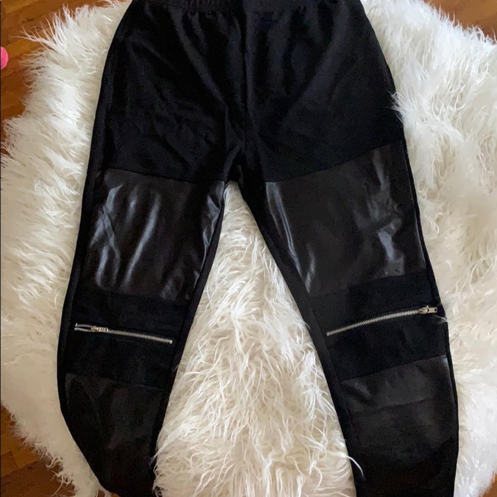Leatherette Moto Leggings with zippers